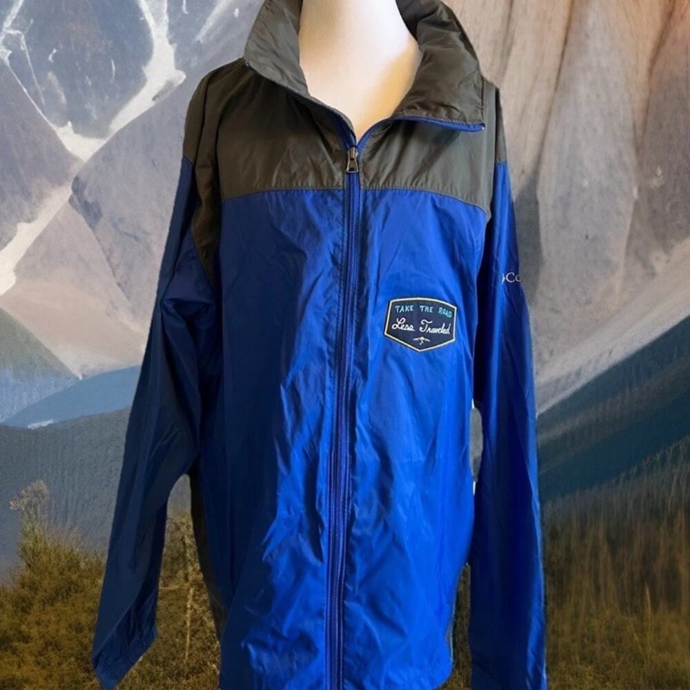 Columbia Mens L Jacket Hooded Light Weight Windbreaker Hiking Fishing L